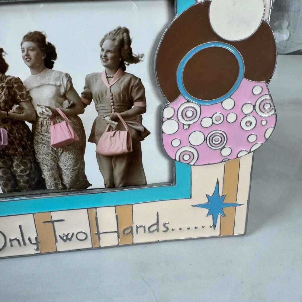 SixTrees Enameled Photo Frame So Many Bags Only Two‎ Hands Shopping Novelty 6x4